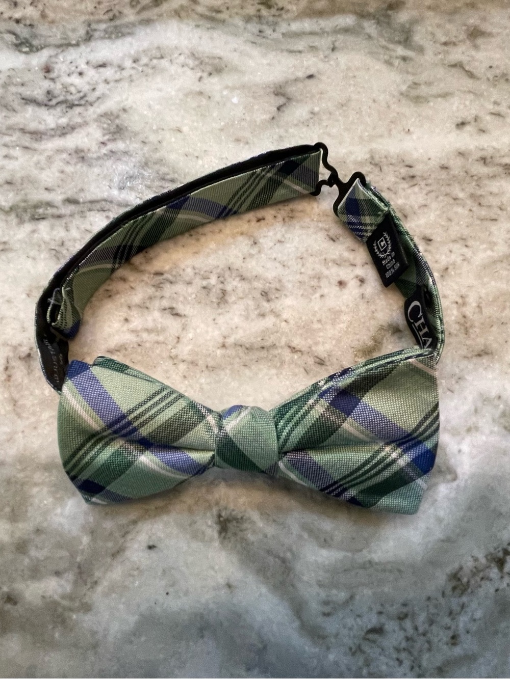 Chaps Plaid Bow Tie Green Blue White - 100% Silk